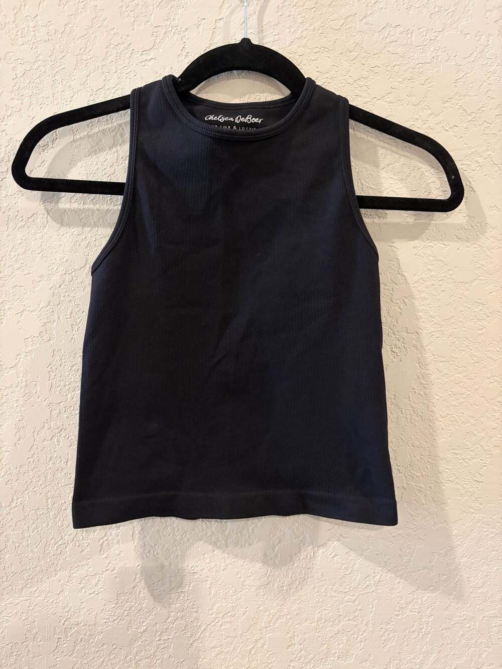 Chelsea DeBoer by Lily & Lottie Black Ribbed Racerback Tank Top